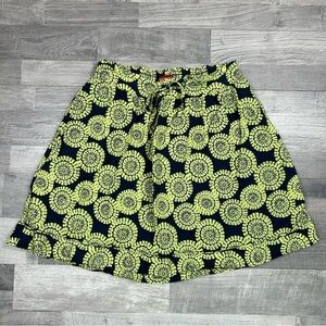 Merona Women's Lime Green Navy Blue Medallion Skirt XS